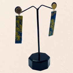 Pendants en tissu japonais bleu et or