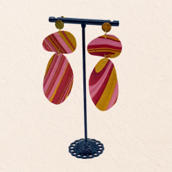 Pendants en papier indien rouge, rose et or